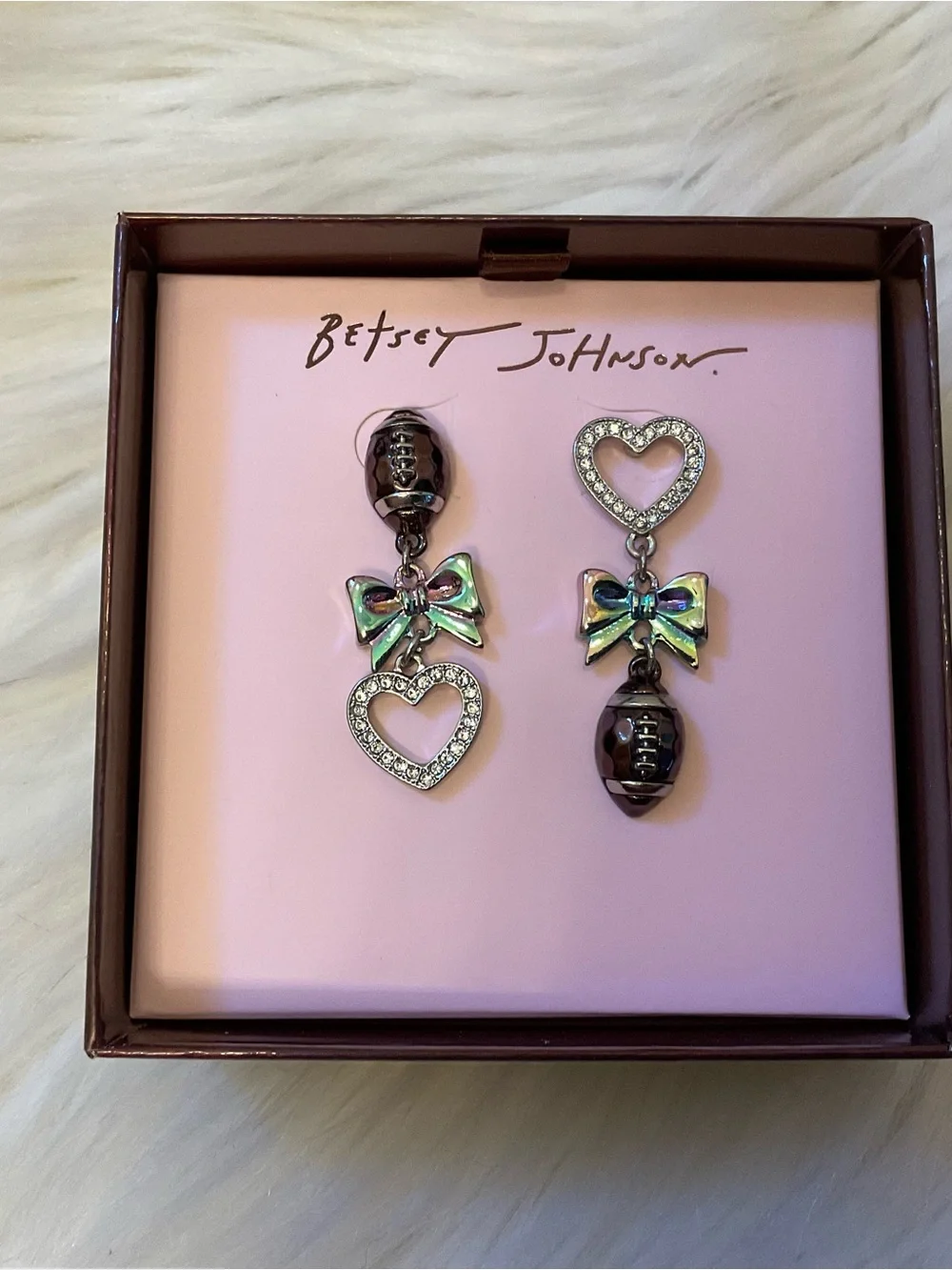 Betsey Johnson Football Mismatched Earrings - New in Box